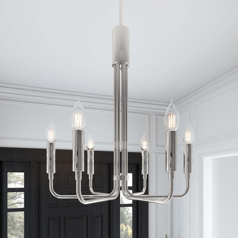 Modway Rekindle 6-Light Chandelier, Polished Nickel