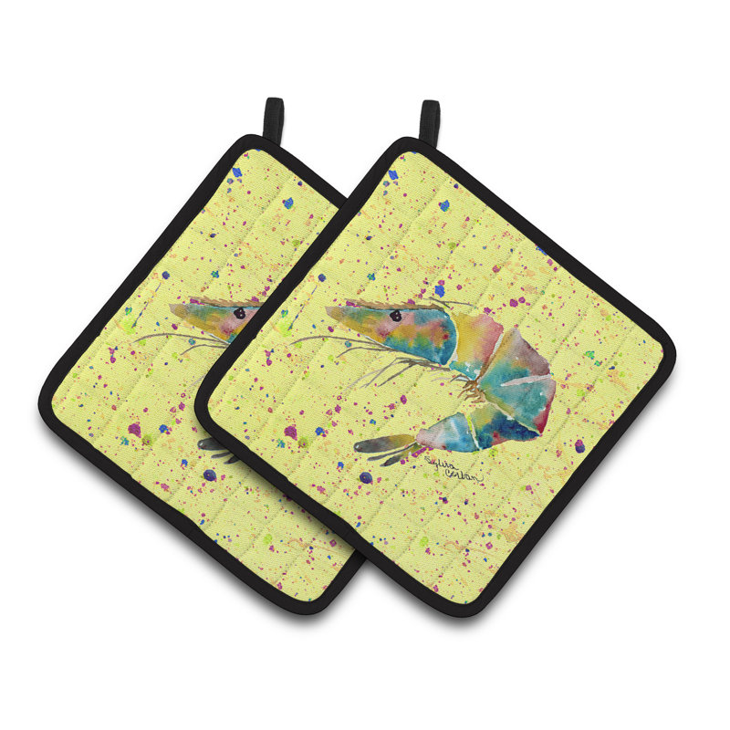 Longshore Tides Mercedes Polyester Potholder, Yellow/Green
