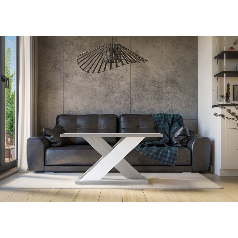 Abiya Cross Legs Coffee Table with Storage, Grey