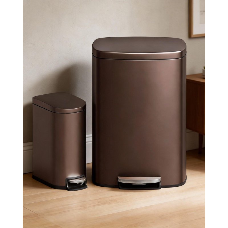 Ensemble de poubelles de cuisine, 13,2 et 2,6 gallons, Brun