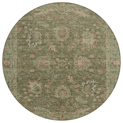 Tapis rond 8 po Olive Green
