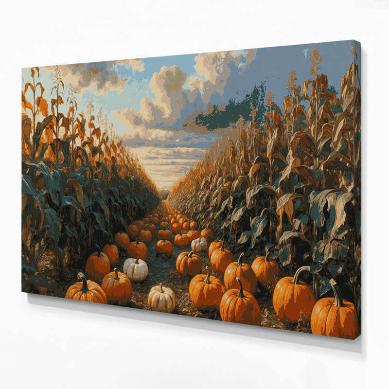 «Farm Autumn Pumpkins», art mural sur toile, H 11 po x l 14 po