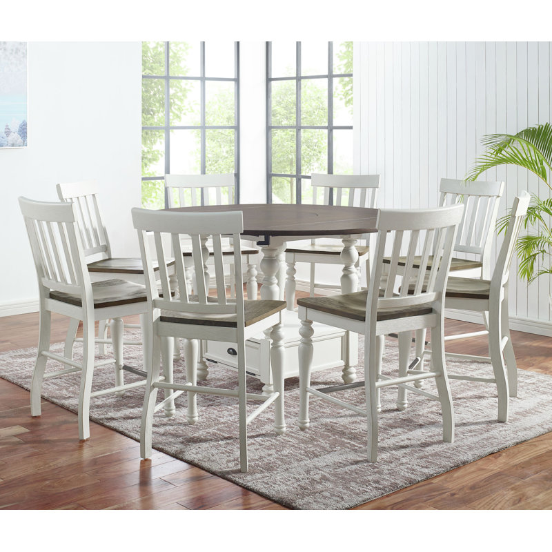 Heppman 8 - Person Solid Wood Top Four Leg Dining Set