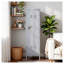 Armoire métallique de 140 cm de haut, casier de rangement en acier gris avec porte ventilée, serrure et crochets latéraux pour chambre ou bureau à domicile