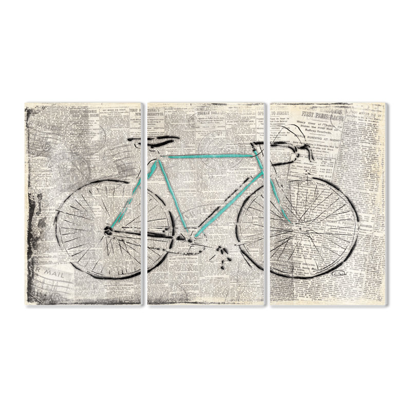 Ensemble de 3 plaques murales « bicycle on journal »