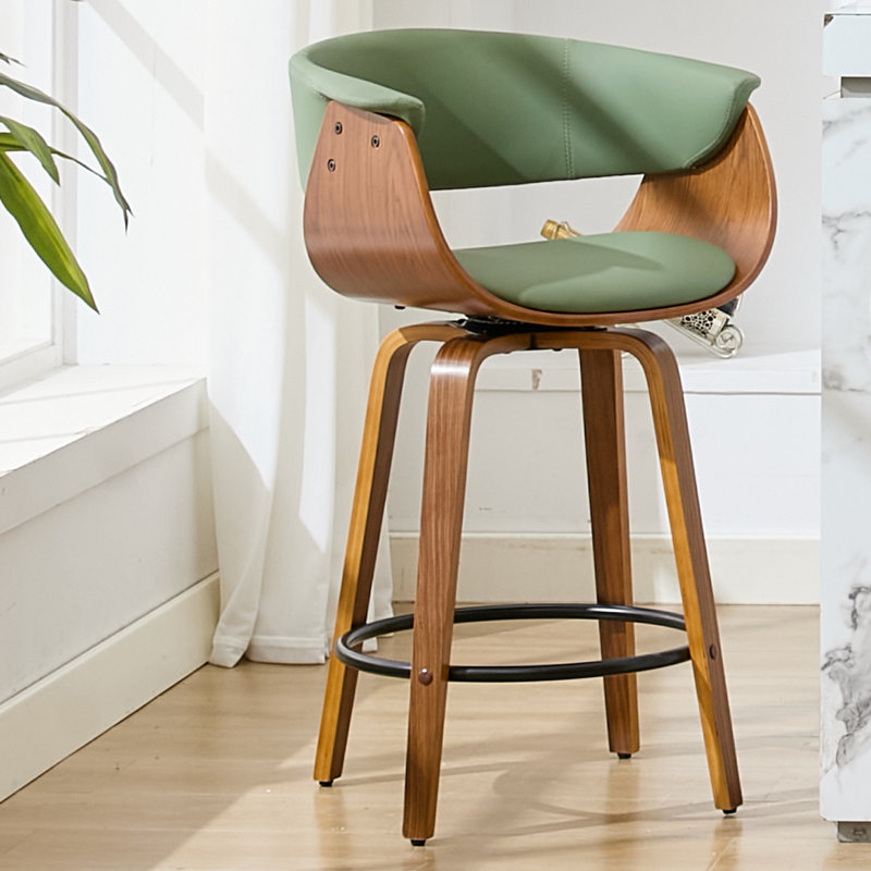 Tabouret pivotant 30 po avec repose-pieds Modern, Tabouret de bar (siège d'une hauteur de 30 po), Vert