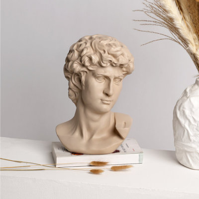 Beige Neo-Classical Bust Sculpture – Resin Decorative Accent 