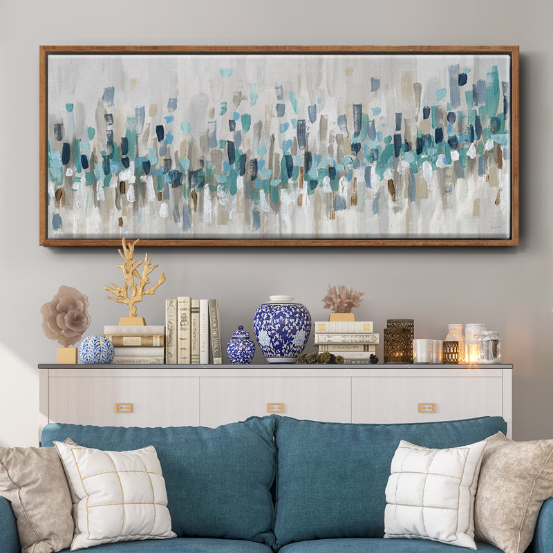 Blue Staccato- Framed Canvas