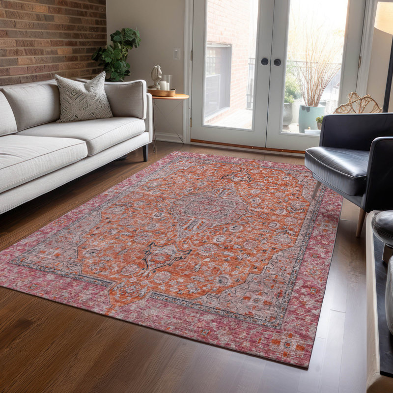Tapis lavable intérieur / extérieur orange Vexira - LOOMlan, 9 pi x 12 pi