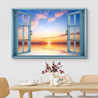 Window Scene " Window View Vibrant Sunset Tropical Ocean Horizon Nature Pictures Scenic Landscape "
