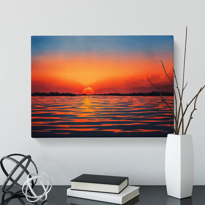 XXX-H1022-WF-1644X Brave Sunset Seascape - Wrapped Canvas Print, 35cm H x 50cm W x 3cm D