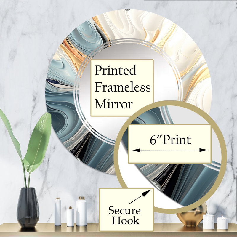 Felinus - Miroir mural rond moderne, 32 po x 32 po