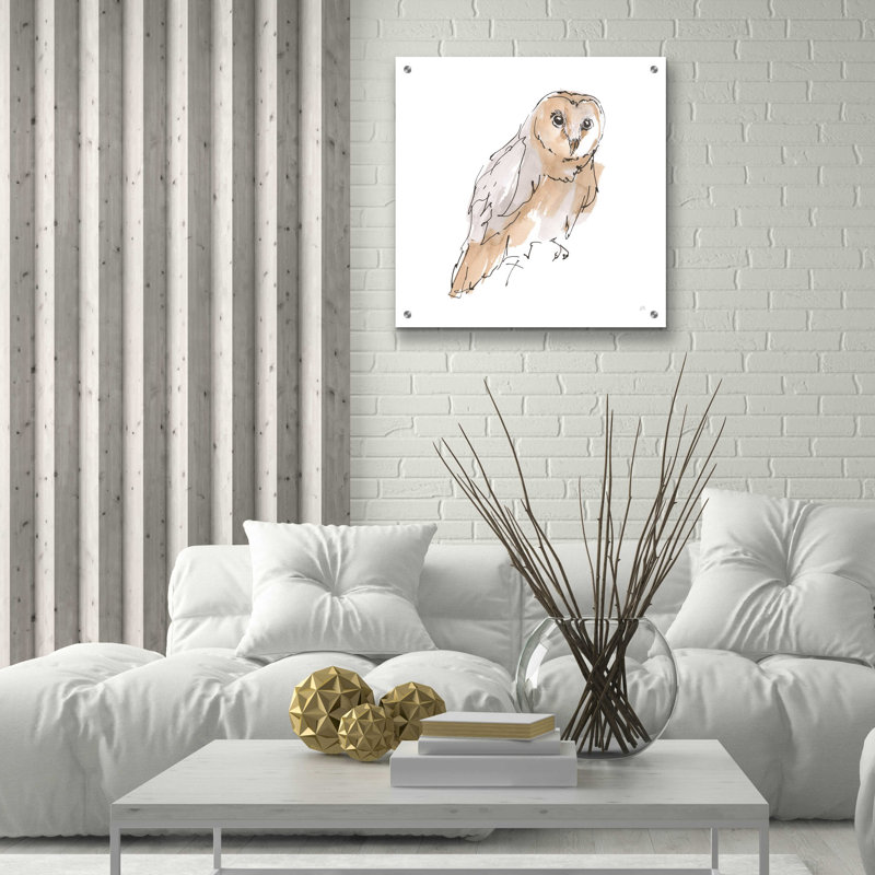 «Barn Owl VI» par Chris Paschke - Art textuel sans cadre, H 24 po x l 24 po x P 0,2 po