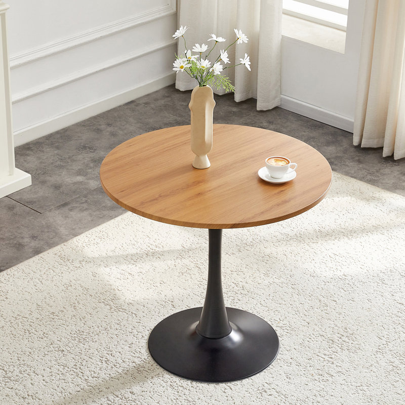 Table ronde ronde, table tulipe ronde de 23,6 po avec plateau de table épaissi et piédestal en métal, table de bistro moderne Mid-Century