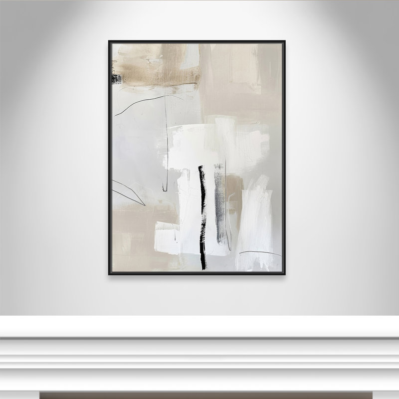 «Neutral Balance II» par Lazar Studio, Framed Canvas, L 31,5 po x H 41,5 po, Cadre flottant noir