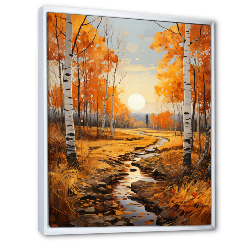 Sonate d'automne VI Arrabury Birch Woods, Cadre flottant blanc, H 20 po x l 12 po x P 1 po