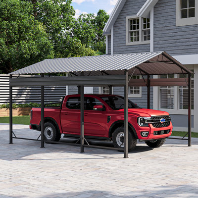 10 Ft. W X 15 Ft. D  Heavy Duty Carport With Galvanized Steel Roof