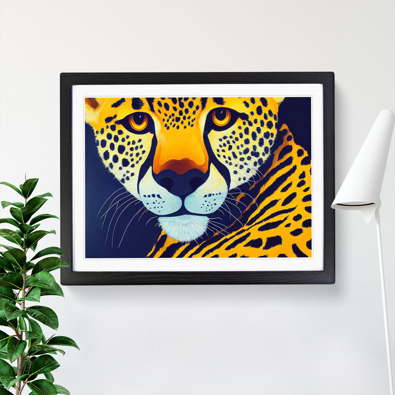 Divine Cheetah - Single Picture Frame Print, 46cm H x 64cm W, Black