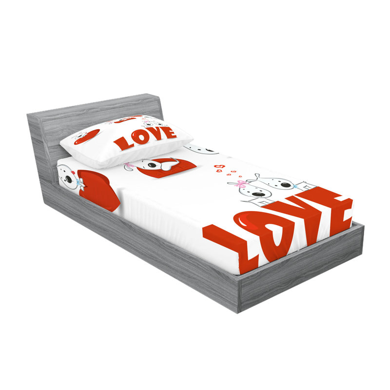 Drap-housse et coussin décoratif Ambesonne, Ensemble de draps pour lit simple + 5 pièces supp