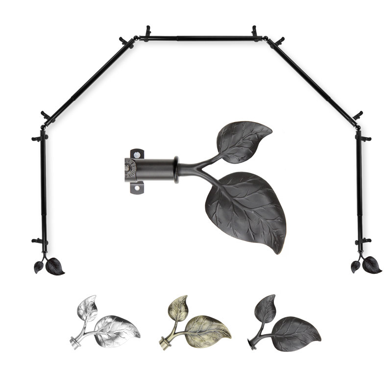 Tringle à rideaux simple 5 côtés pour fenêtre bay Nailsworth, Noir, 28 à 48 po (de chaque côté)