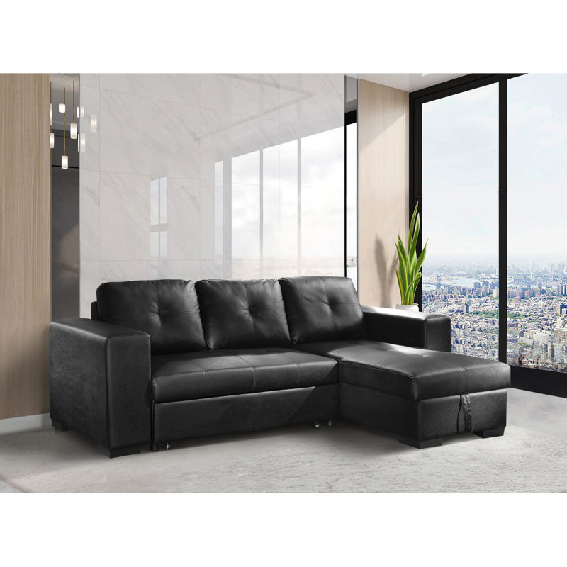 Canapé modulaire noir avec rangement