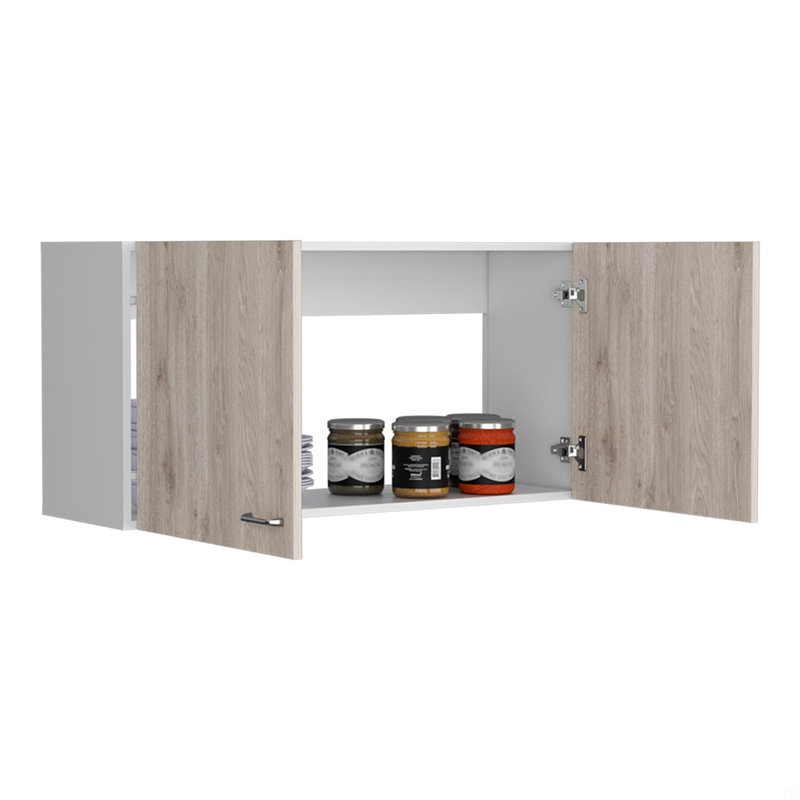 Armoire murale, deux tablettes, porte double, Blanc