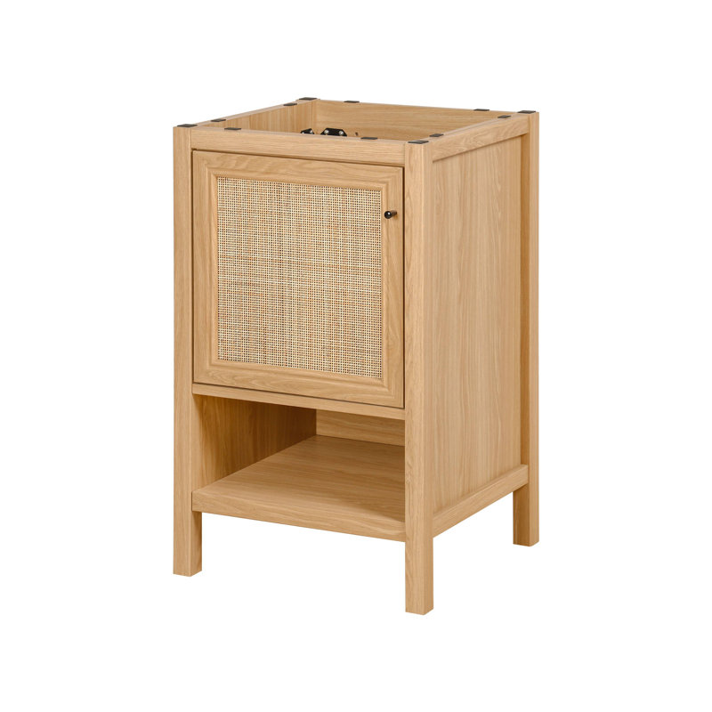 Armoire de meuble-lavabo autoportant à 2 tablettes en rotin l 20 po x P 18 po x H 33 po Jasper (lavabo non inclus), chêne