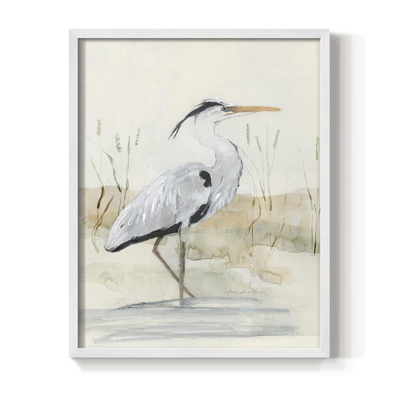 Heron I, reproduction encadrée - bois massif, H 20 po x l 16 po, Blanc