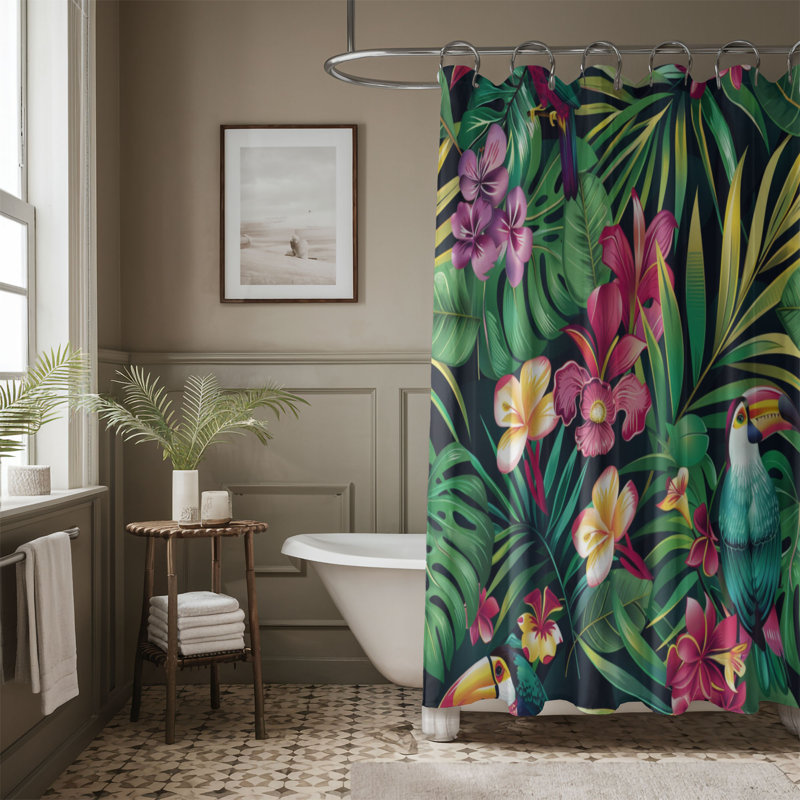 Pink Tropics - Rideau de douche Premium, H 74 po x l 71 po