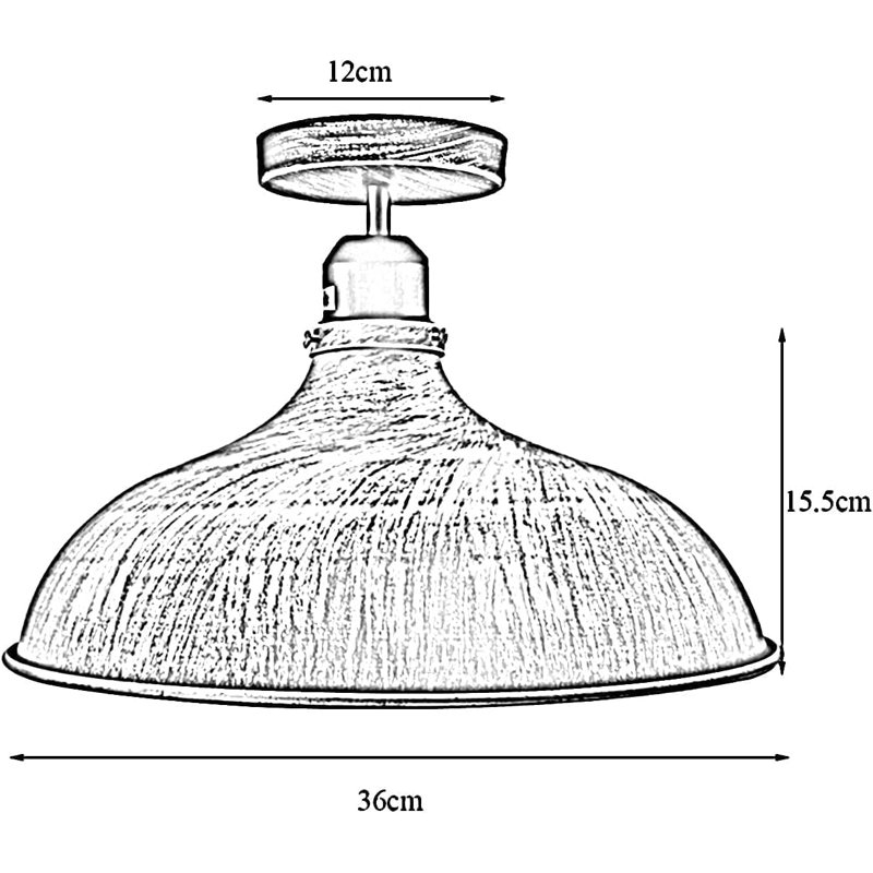 Industrial Flush Mount Ceiling Light with E26 Base, Brushed Silver