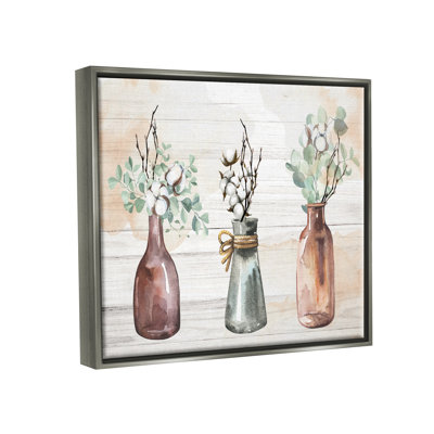«Country Herbs Vase Arrangement - Floater Frame», impression