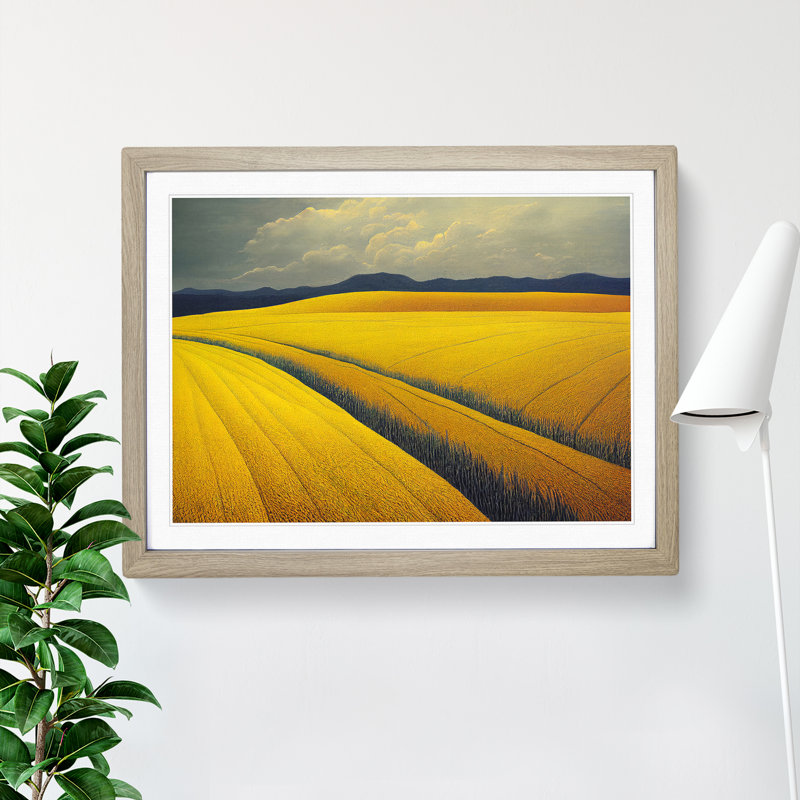 Tremendous Wheat Field 1 Piece Single Picture Frame Painting, 25cm H x 34cm W x 2cm D, Oak