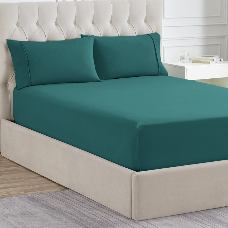 Solid Flannel Fitted Sheet, Bottom Sheets With Built-In Sheet Straps By Sweet Home Collection, Full / Double Fitted Sheet