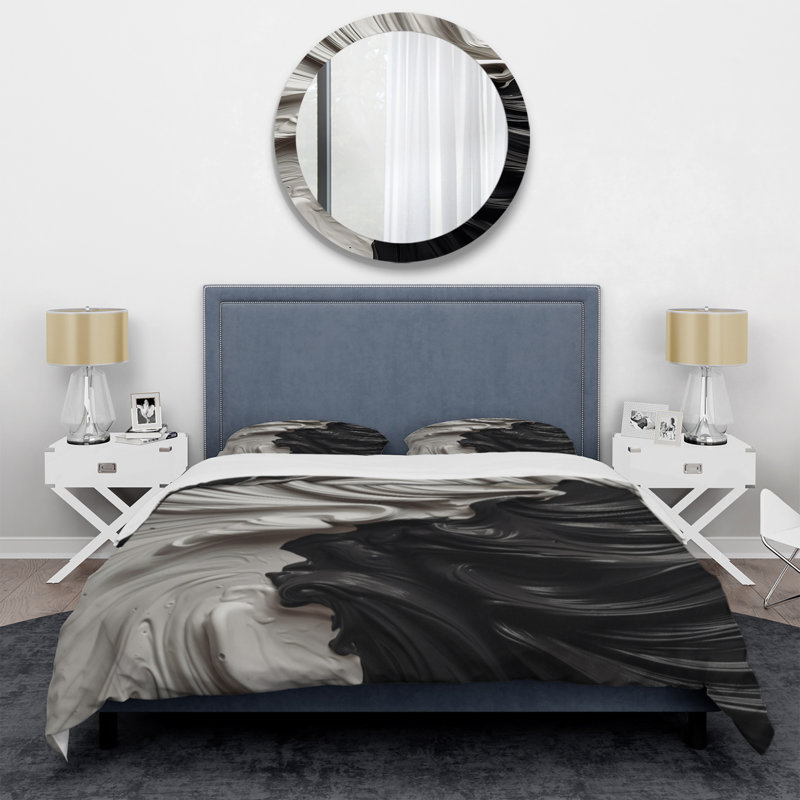 Ensemble de housse de couette en microfibre / polyester noir marbré Dreamscape I