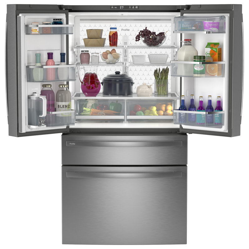 Ge Profile Series Energy Star® 28.7 Cu. Ft. Smart Fingerprint Resistant 4-Door French-Door Refrigerator With Dual-Dispense Autofill Pitcher
