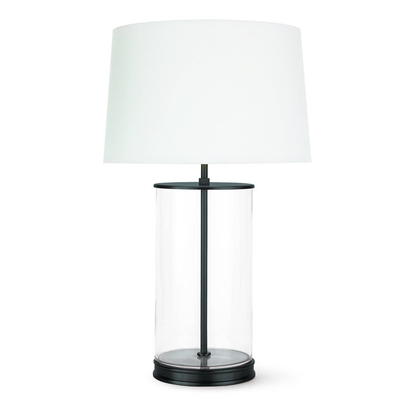 Oil Rubbed Bronze Glass Table Lamp with Linen Shade