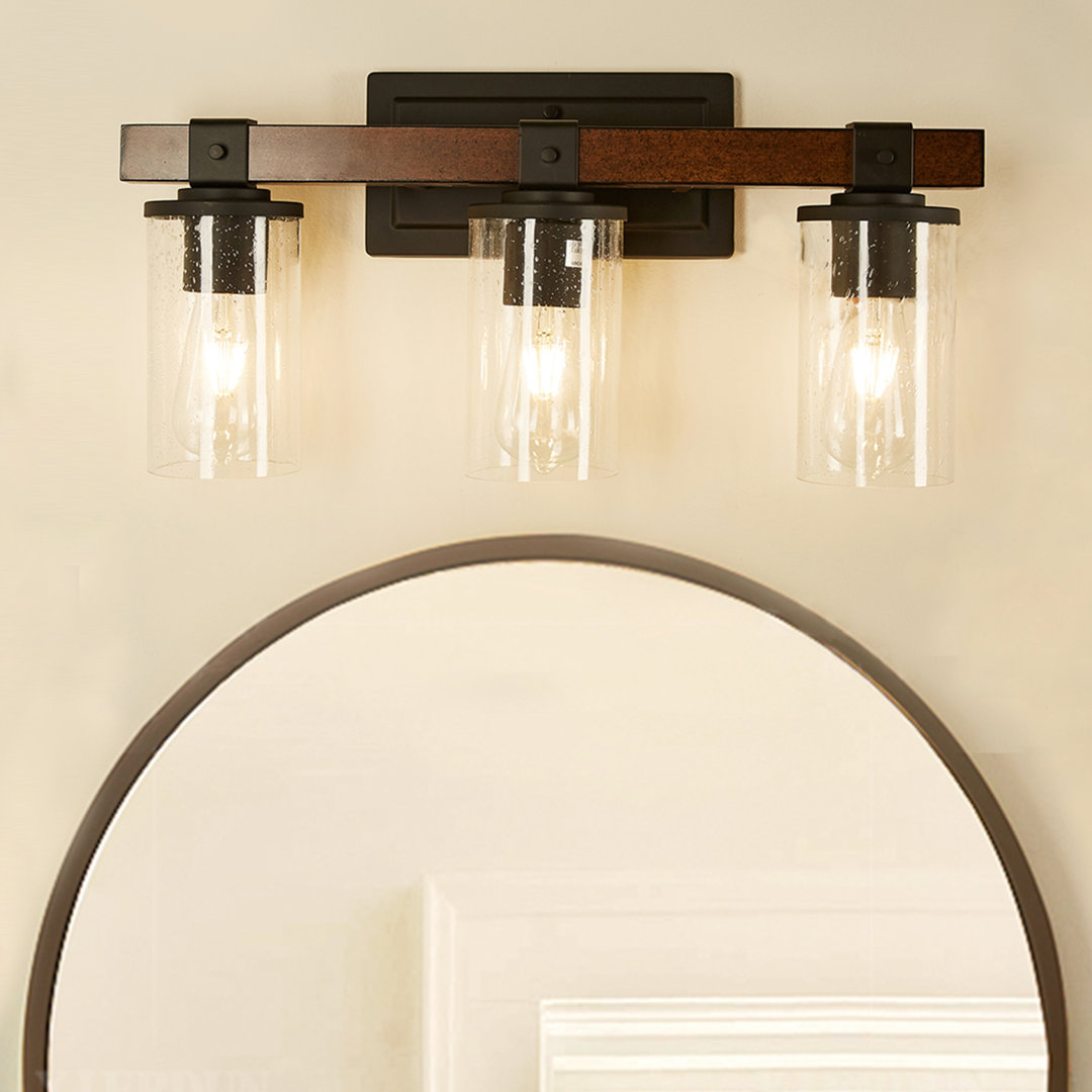 Berumen 3-Light Dimmable Matte Vanity Bathroom Light with Glass Shade Beachcrest Home™