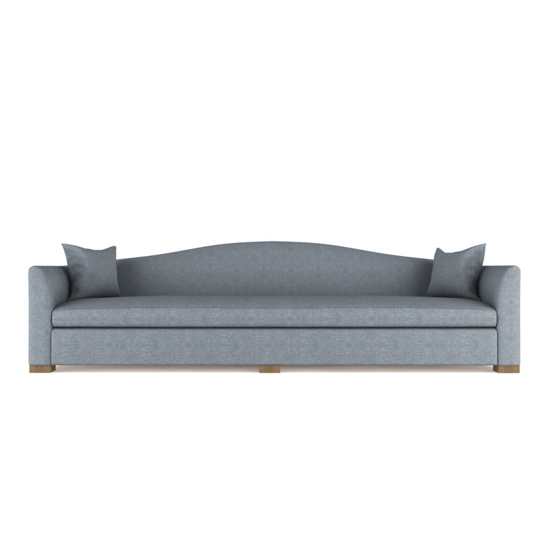 Horatio Camelback Taper Curved-Arm Extra Long Sofa, Vintage Leather Chocolate, Weathered, 33" H x 120" W x 36" D
