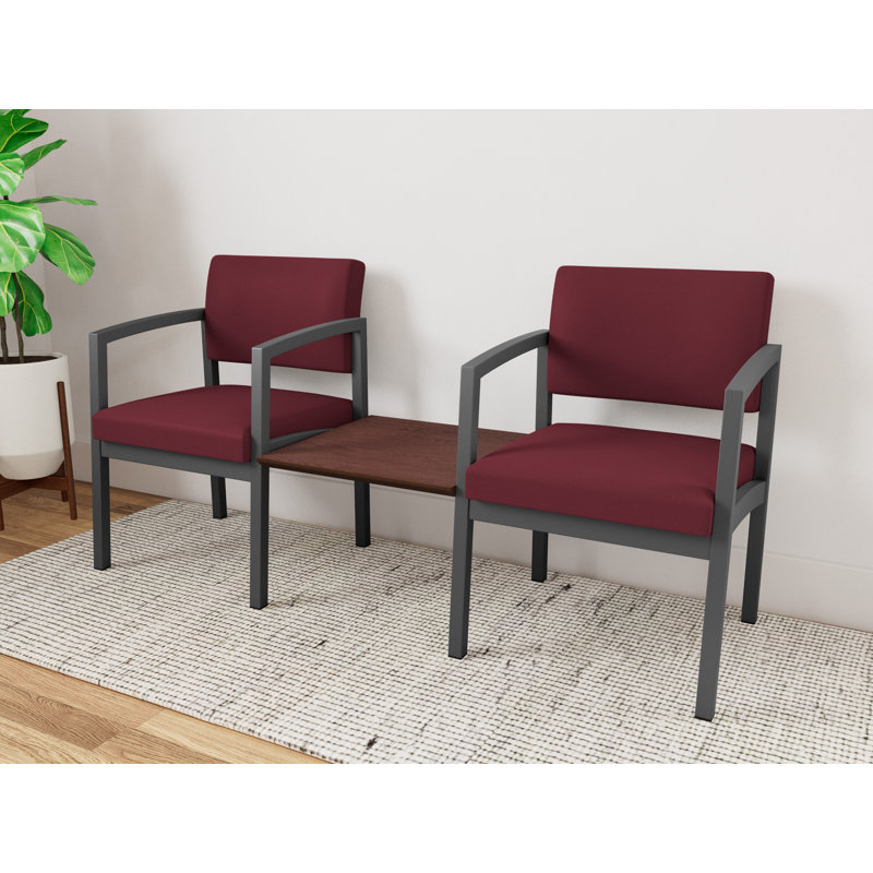 Structure tandem 2 places avec table centrale en acier Lenox, Gris anthracite / noyer cacao, Cocoa Walnut