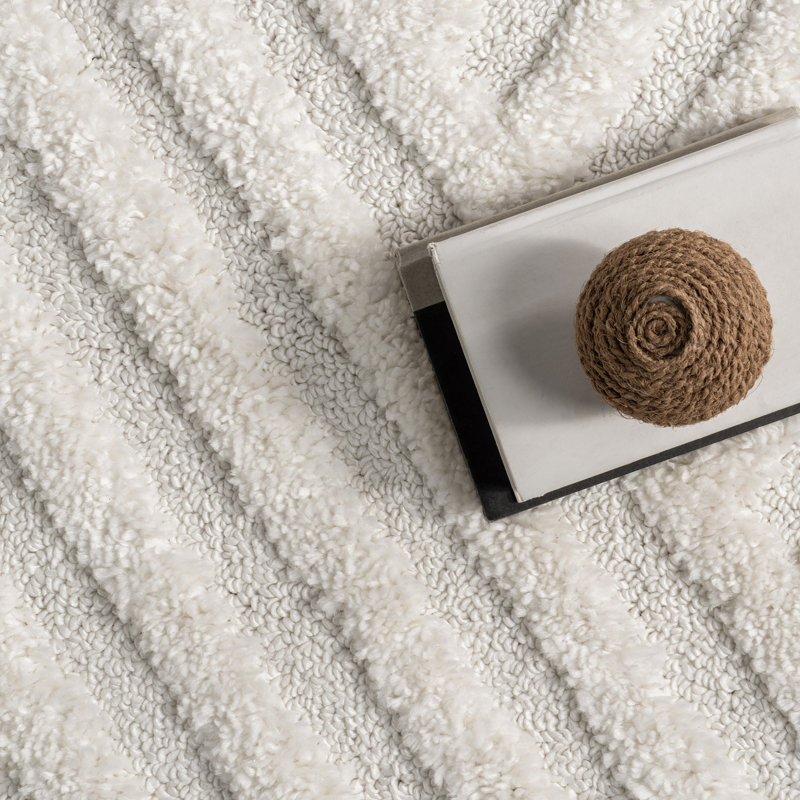Tapis géométrique à poils longs, Rond 8 pi