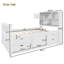 Lit plateforme simple avec tête de lit bibliothèque et 4 tiroirs de rangement - lit plateforme en bois, blanc-1920928038