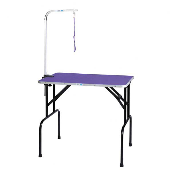 Purple Foldable Pet Grooming Table with Adjustable Leash Arm