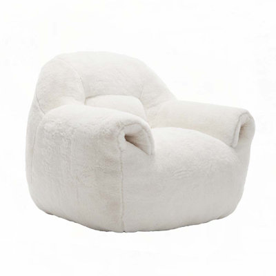 Fauteuil à billes en fausse fourrure, fauteuil à billes confortable avec dossier