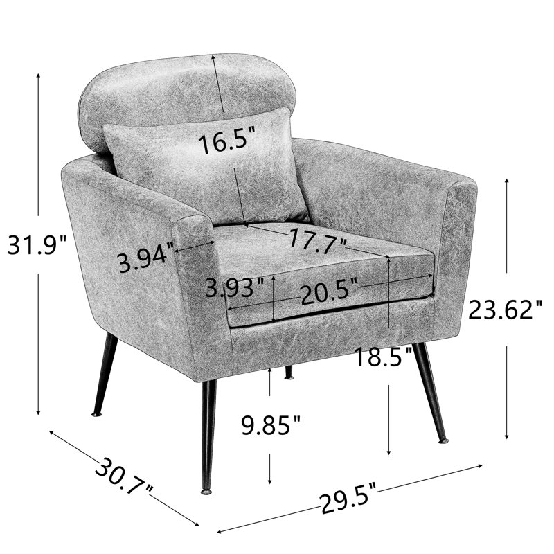 Fauteuil l 29,5 po en polyester, Polyester brun foncé