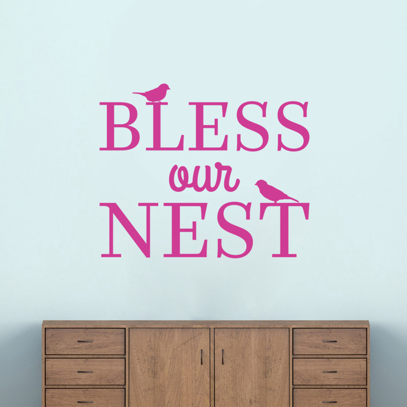 Décalcomanie murale bless notre nid, Rose vif