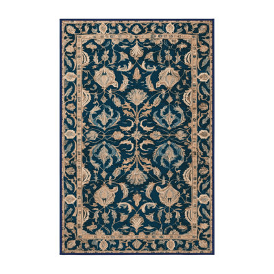 Machine Washable Persian Blue Area Rug