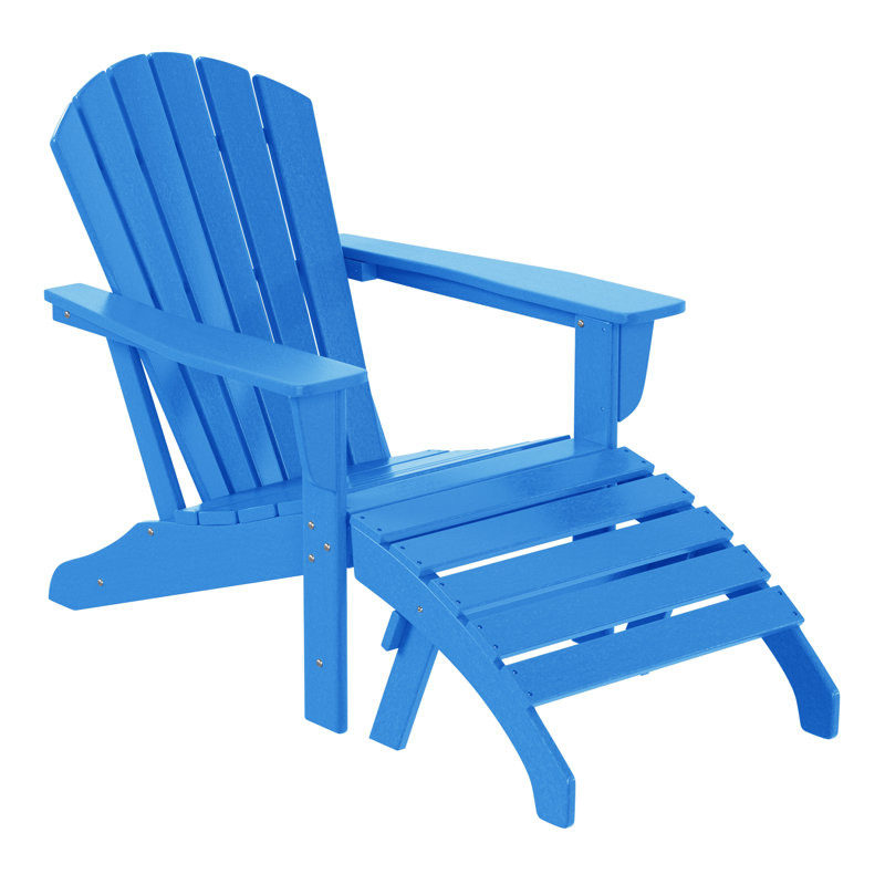Ensemble de chaise Adirondack en plastique avec repose-pieds Altura, Bleu pacifique