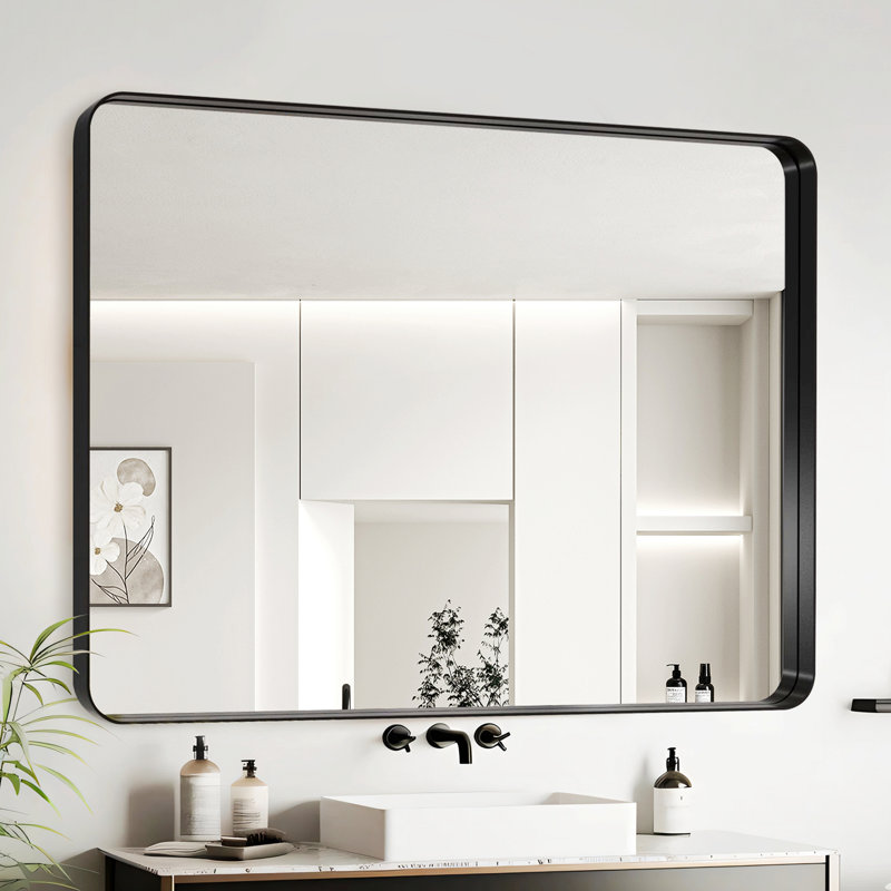 Miroir de salle de bain mural, Noir, 30 po x 40 po
