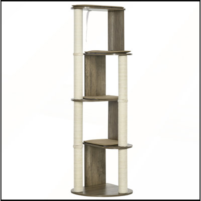Arbre à chat d'angle moderne de 65 po avec poteaux à griffer et perchoirs rembourrés PawHut