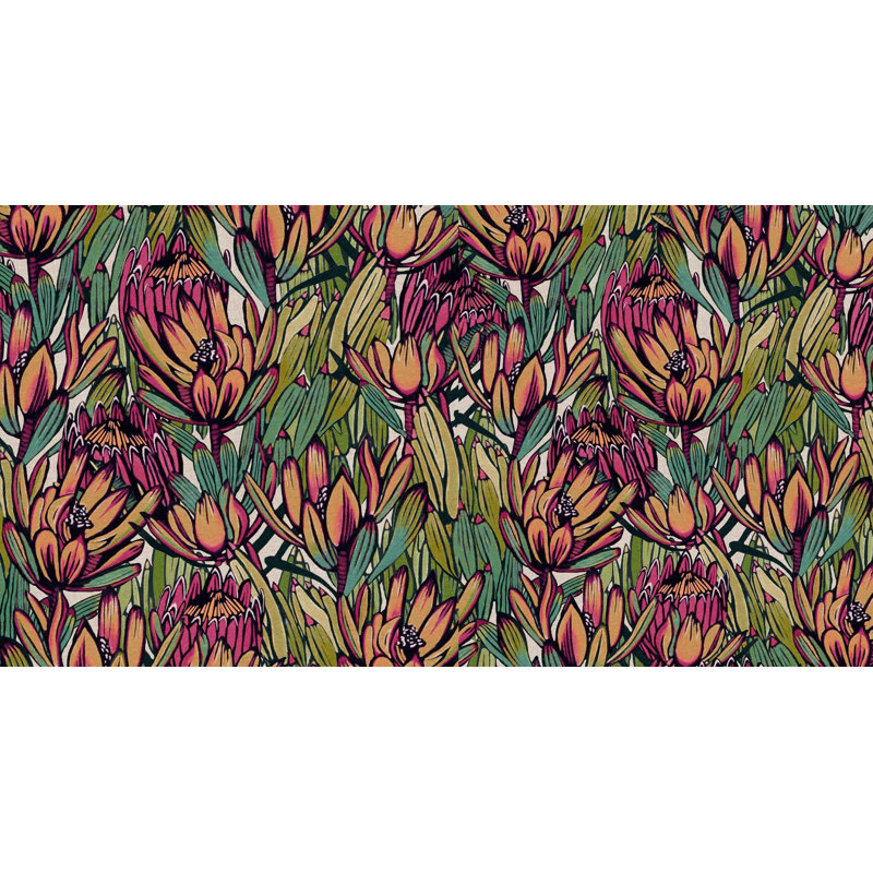 Double rouleau floral myrène, Bleu / mauve